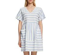 ESPRIT EDC 100% Cotton Striped Mini Dress, Off White, S