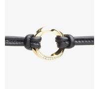 Esprit Gold Plated Silver Cubic Zirconia Black Leather Bracelet ELBR91316B170