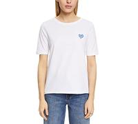ESPRIT Heart Shaped Logo Cotton T-Shirt, White, XXS