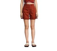 ESPRIT High Waisted Denim Shorts with Turn-Hem, Terracotta, 30W
