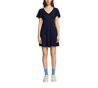 Esprit Jersey Dress with Funnel Sleeves, Navy, XS