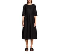 ESPRIT Linen Blend Viscose Woven Midi Dress, Black, 8