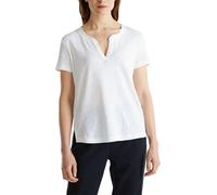 Esprit Linen Mix Ladies: Henley Shirt T-Shirt Short Sleeve Shirt, White, S