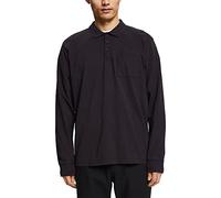 ESPRIT Long-sleeved jersey polo, 100% cotton, black, XL