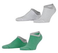 Esprit Mens Allover Stripe 2 Pack Sneaker Socks - Green/Grey/White