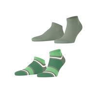 ESPRIT Men's Bold Stripes Multipack M Sn Cotton Low-Cut Patterned 2 Pairs Trainer Socks, Green Frosty Grey 7180, 5.5-8