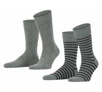 Esprit Mens Fine Stripe 2 Pack Socks - Light Grey