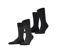 ESPRIT Men's Fine Stripe Multipack M So Cotton Patterned 2 Pairs Socks, Black 3000, 5.5-8