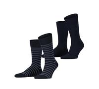 ESPRIT Men's Fine Stripe Multipack M So Cotton Patterned 2 Pairs Socks, Blue Marine 6120, 8.5-11