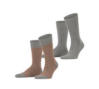 ESPRIT Men's Fine Stripe Multipack M So Cotton Patterned 2 Pairs Socks, Grey Light 3410, 8.5-11