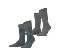 ESPRIT Men's Fine Stripe Multipack M So Cotton Patterned Socks 2 Pairs, Grey Marengo 3391, 8.5-11