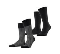 ESPRIT Men's Houndstooth Multipack M So Cotton Patterned 2 Pairs Socks, Black 3000, 8.5-11