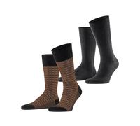 ESPRIT Men's Houndstooth Multipack M So Cotton Patterned 2 Pairs Socks, Grey Anthracite Melange 3081, 5.5-8