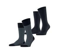 ESPRIT Men's Houndstooth Multipack M So Cotton Patterned 2 Pairs Socks, Blue Marine 6120, 5.5-8
