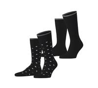 ESPRIT Men's Monogramm Multipack M So Cotton Patterned 2 Pairs Socks, Black 3000, 8.5-11