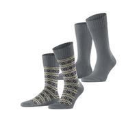 ESPRIT Men's Scandi Multipack M So Cotton Wool Patterned 2 Pairs Socks, Grey 3208, 5.5-8