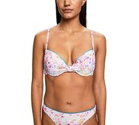 ESPRIT Padded Bikini Top with Underwired Cups and Floral Print, Teal-Blue, 36 / 70C