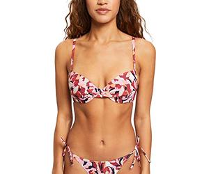 ESPRIT Padded Underwired Bikini Top with Floral Print, Dunkelrot, 36 / 70C