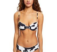 ESPRIT Retro Print Padded Underwired Cups Bikini Top, Black 3, D