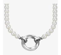 Silver Simulated Pearl and Ring Necklet LNL92247A800