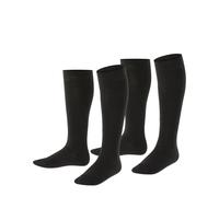 ESPRIT Unisex Kids Foot Logo Multipack K Kh Cotton Long Plain 2 Pairs Knee-High Socks, Black 3000, 3-5