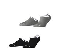 ESPRIT Women's Base Stripe Multipack W Sn Cotton Low-Cut Patterned 2 Pairs Trainer Socks, Multicolor Grey Navy Blue 0050, 2.5-5