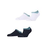 ESPRIT Women's Base Stripe Multipack W Sn Cotton Low-Cut Patterned Trainer Socks 2 Pairs, Multicolored White Navy Blue 0040, 2.5-5