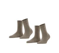 ESPRIT Women's Basic Easy Multipack W So Cotton Plain 2 Pairs Socks, Brown Nutmeg Melange 5410, 5.5-8