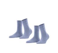 ESPRIT Women's Basic Easy Multipack W So Cotton Plain Socks 2 Pairs, Blue Jeans 6458, 2.5-5