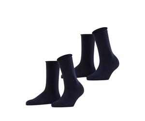 ESPRIT Women's Basic Pure Multipack W So Cotton Plain 2 Pairs Socks, Blue Marine 6120, 5.5-8