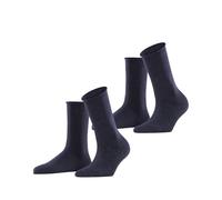 ESPRIT Women's Basic Pure Multipack W So Cotton Plain 2 Pairs Socks, Blue Navy Melange 6490, 2.5-5