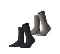 ESPRIT Women's Basic Tennis Multipack W So Cotton Plain Socks 2 Pairs, Multicolored Black Grey 0080, 5.5-8