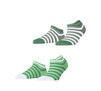 ESPRIT Women's Bold Stripes Multipack W Sn Cotton Low-Cut Patterned 2 Pairs Trainer Socks, Multicolor Green Grey 0030, 5.5-8