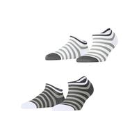ESPRIT Women's Bold Stripes Multipack W Sn Cotton Low-Cut Patterned 2 Pairs Trainer Socks, Multicolor Brown White 0050, 2.5-5