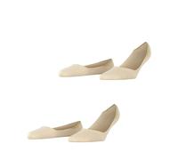 ESPRIT Women's Cotton Invisible Multipack W In Thin No-Show Plain Liner Socks 2 Pairs, Beige Cream 4011, 2.5-5