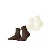 ESPRIT Women's Cozy Braid 2 Pack W Sso Cotton Plain Socks 1 Pair, Multicolor Woolwhite Chocolate 0030, 2.5-5