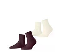 ESPRIT Women's Cozy Braid 2 Pack W Sso Cotton Plain Socks 1 Pair, Multicolor Woolwhite Claret 0020, 5.5-8
