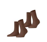 ESPRIT Women's Diamond Knit Multipack W So Cotton Plain 2 Pairs Socks, Brown Rosewood 5225, 2.5-5