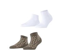ESPRIT Women's Eclipse Dots Multipack W Sn Cotton Patterned Socks 2 Pairs, Multicolored Nutmeg Melange White 0010, 2.5-5