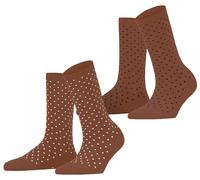 Esprit Womens Fine Dot 2 Pack Socks - Rosewood Brown