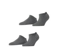 ESPRIT Women's Fine Dot Multipack W Sn Cotton Low-Cut Patterned 2 Pairs Trainer Socks, Grey Light Melange 3390, 2.5-5