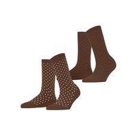 ESPRIT Women's Fine Dot Multipack W So Cotton Patterned 2 Pairs Socks, Brown Rosewood 5225, 5.5-8