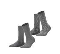 ESPRIT Women's Fine Dot Multipack W So Cotton Patterned 2 Pairs Socks, Grey Light Melange 3390, 2.5-5