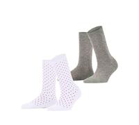 ESPRIT Women's Fine Dot Multipack W So Cotton Patterned 2 Pairs Socks, Multicolor Grey White 0040, 2.5-5