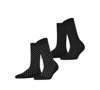 ESPRIT Women's Fine Dot Multipack W So Cotton Patterned 2 Pairs Socks, Black 3000, 5.5-8