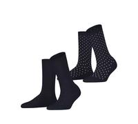 ESPRIT Women's Fine Dot Multipack W So Cotton Patterned 2 Pairs Socks, Blue Marine 6120, 5.5-8
