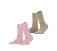 ESPRIT Women's Fine Dot Multipack W So Cotton Patterned Socks 2 Pairs, Multicolored Brown Pink 0050, 2.5-5