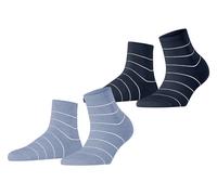 Esprit Womens Fine Line 2 Pack Short Socks - Blue