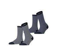 ESPRIT Women's Fine Line Multipack W So Cotton Patterned 2 Pairs Socks, Multicolor Blau 0040, 2.5-5