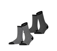 ESPRIT Women's Fine Line Multipack W So Cotton Patterned 2 Pairs Socks, Multicolor Schwarz 0050, 5.5-8